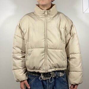 Streetwear Cream Boxy Puffer Jacket